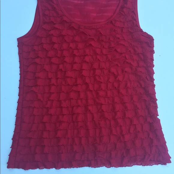 Red Flirty Ruffle Tank Top - Picture 3 of 5